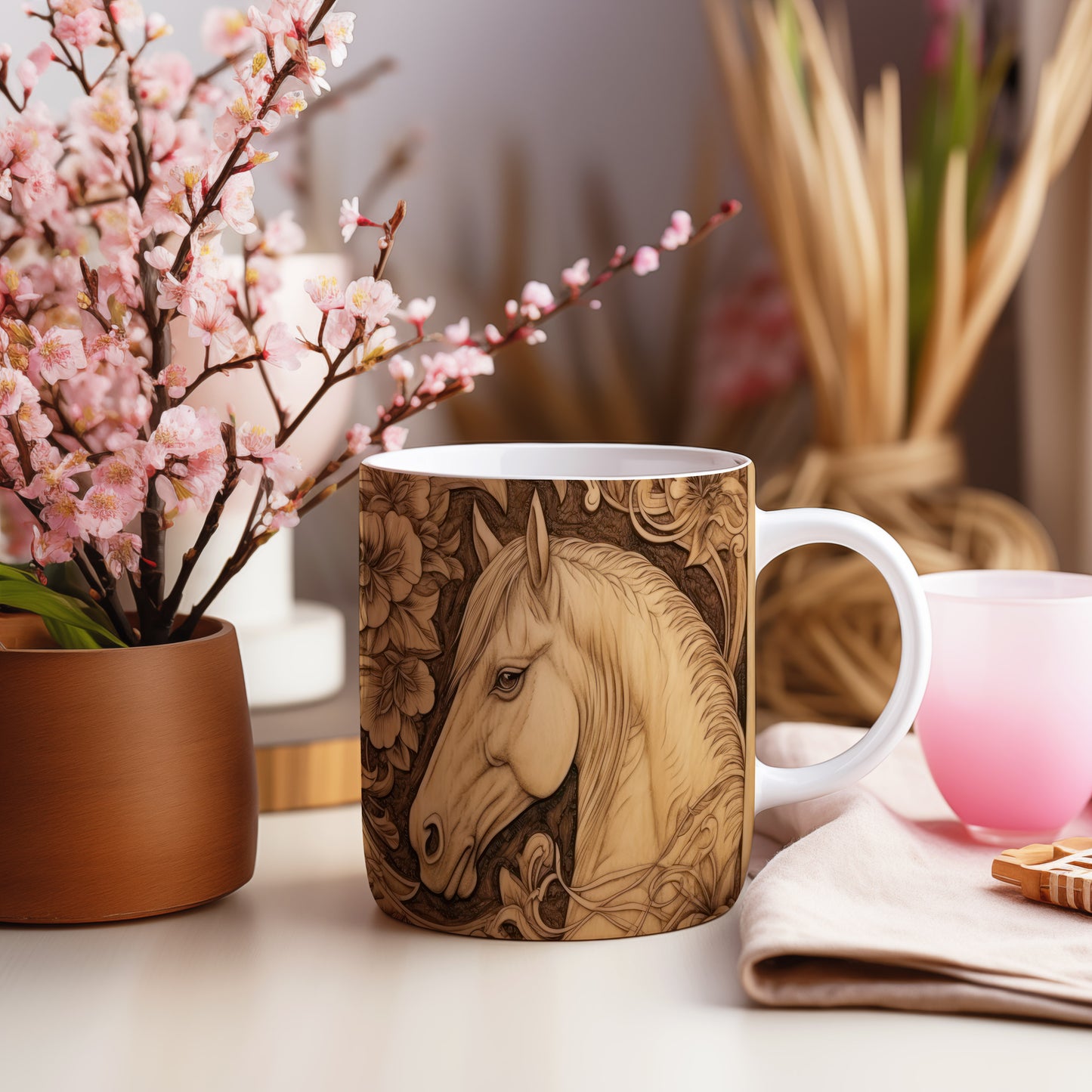 Hrnek s ilustrací koně – originálním motivem