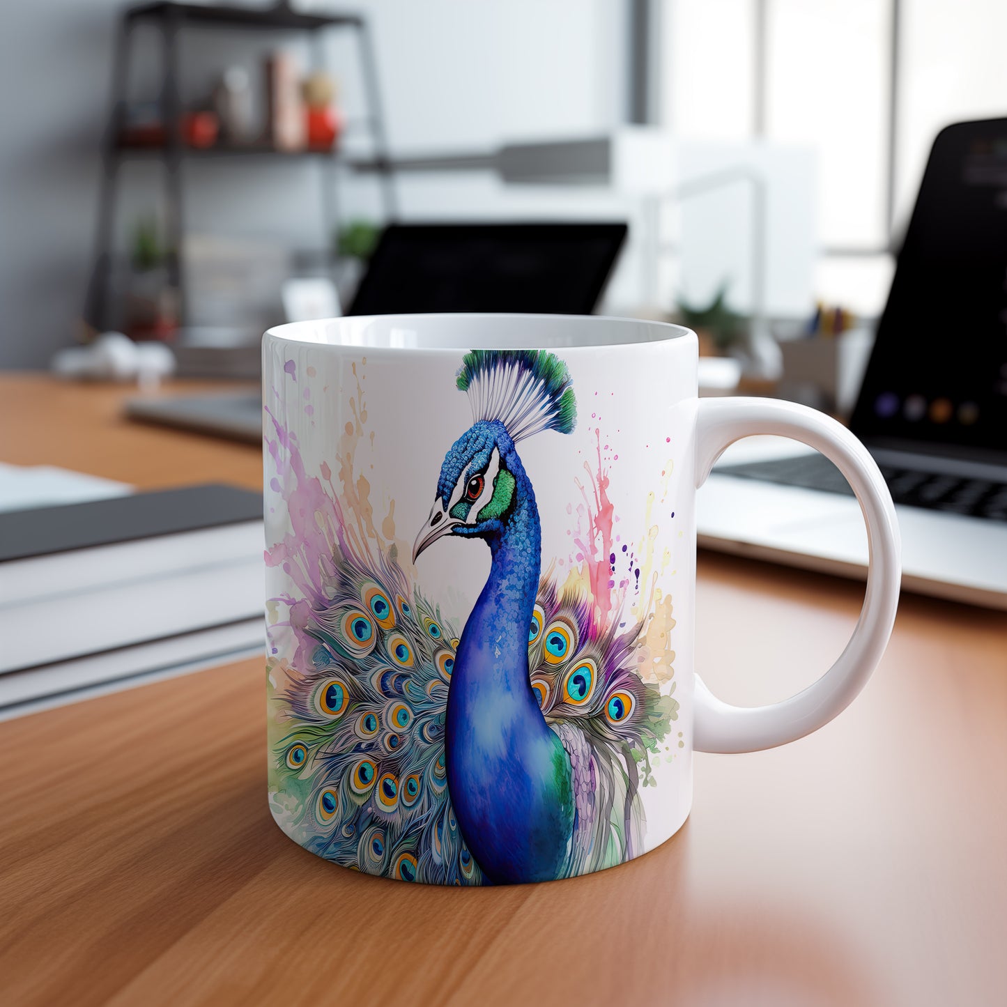 Hrnek s modrým pávem – modrými detaily