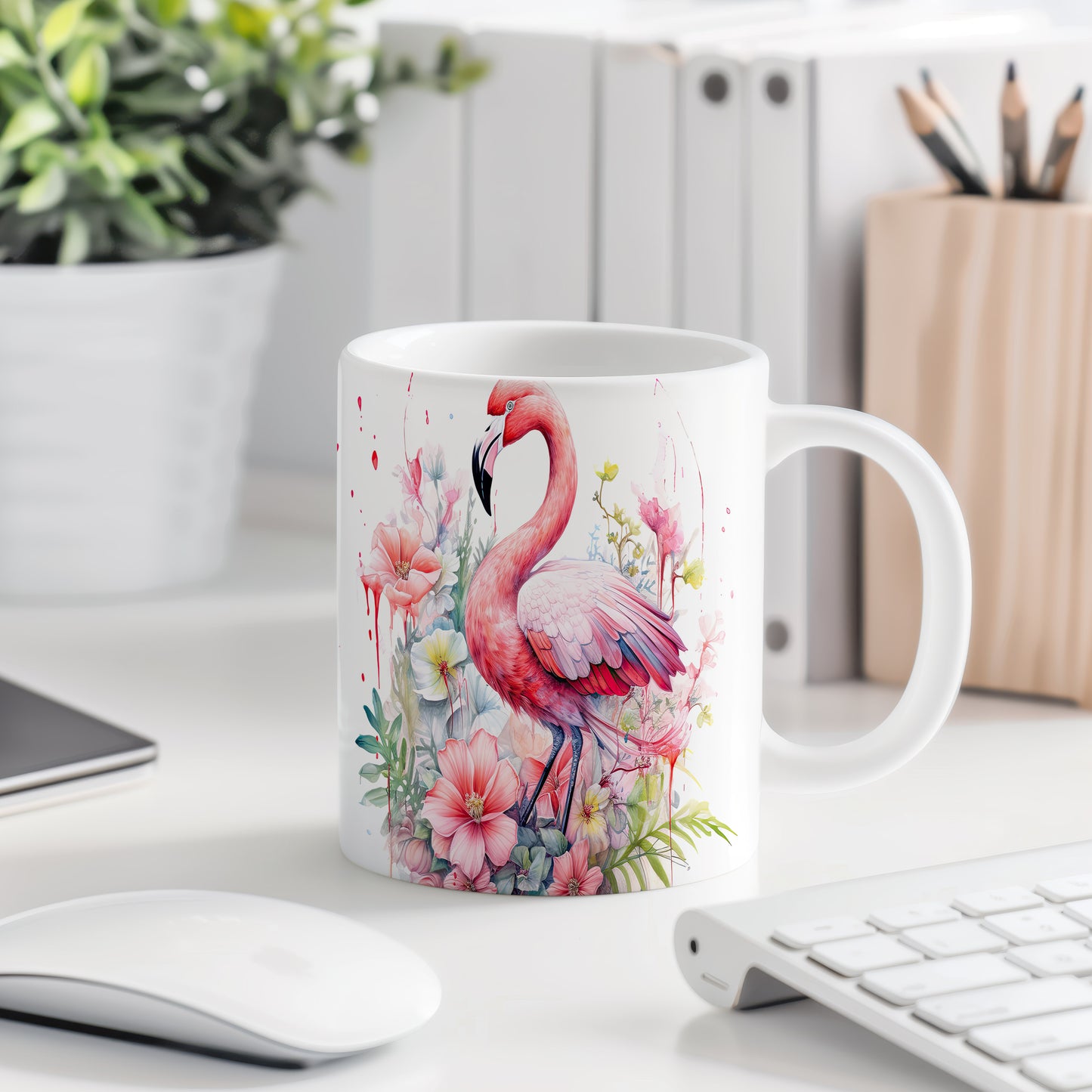 Hrnek s růžovým plameňákem – výrazným designem