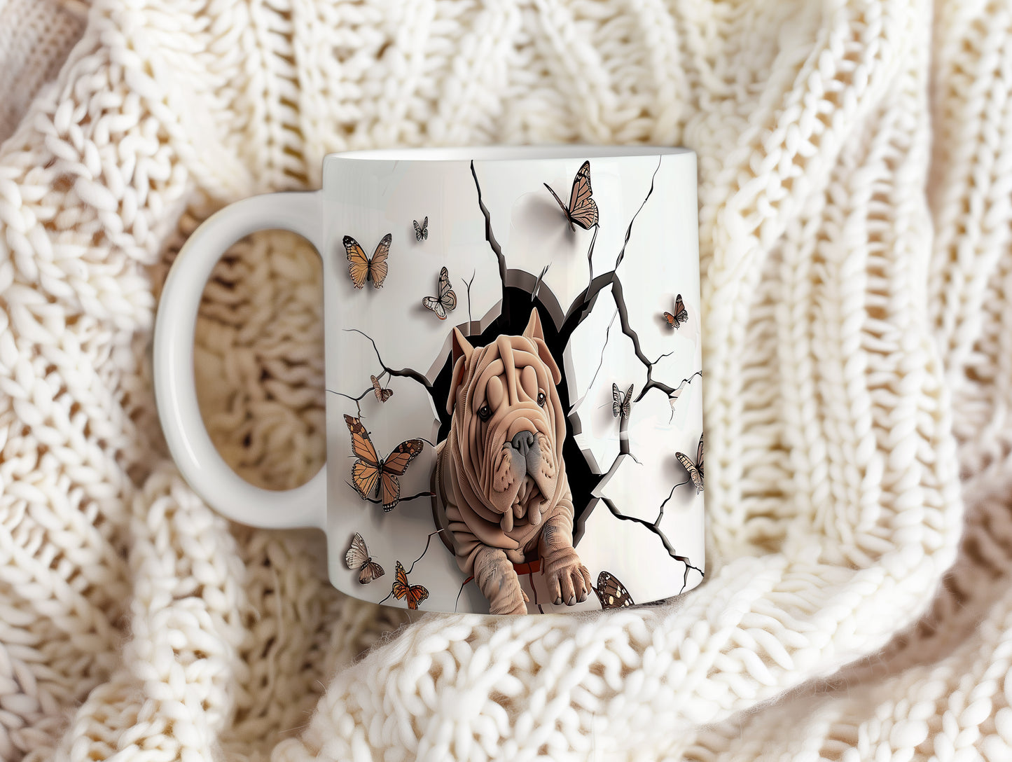 Hrnek s roztomilým shar pei 3D efektem