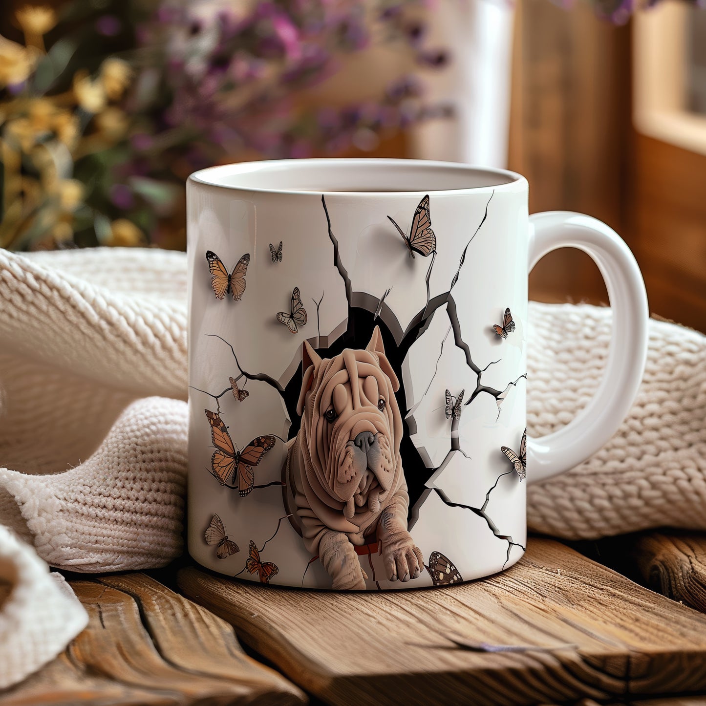 Hrnek s roztomilým shar pei 3D efektem