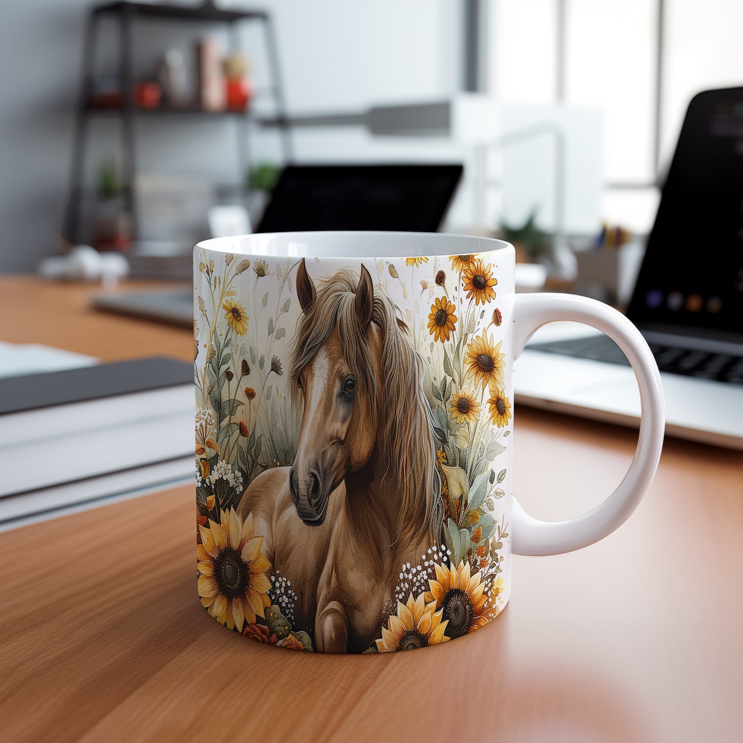 Hrnek s krásným koněm – malířským vzhledem