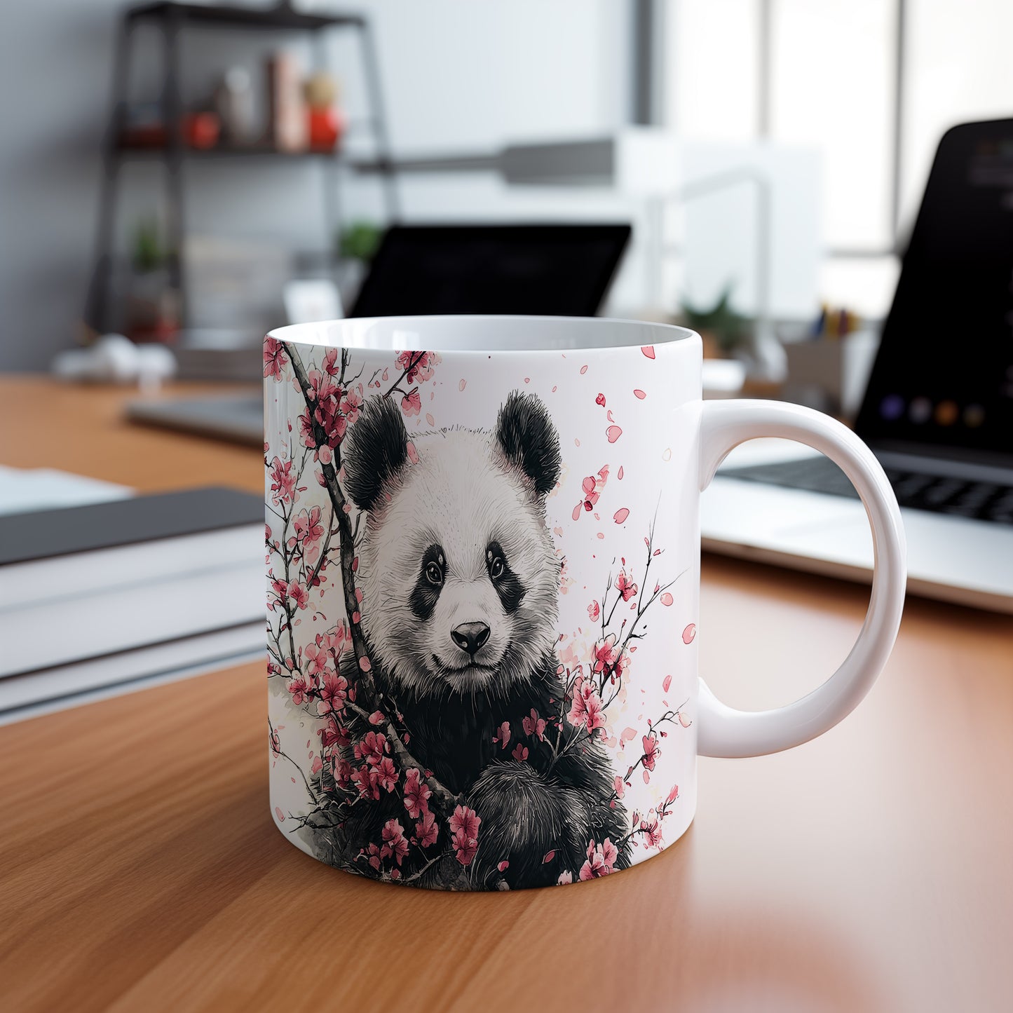 Hrnek s pandou a květy sakury