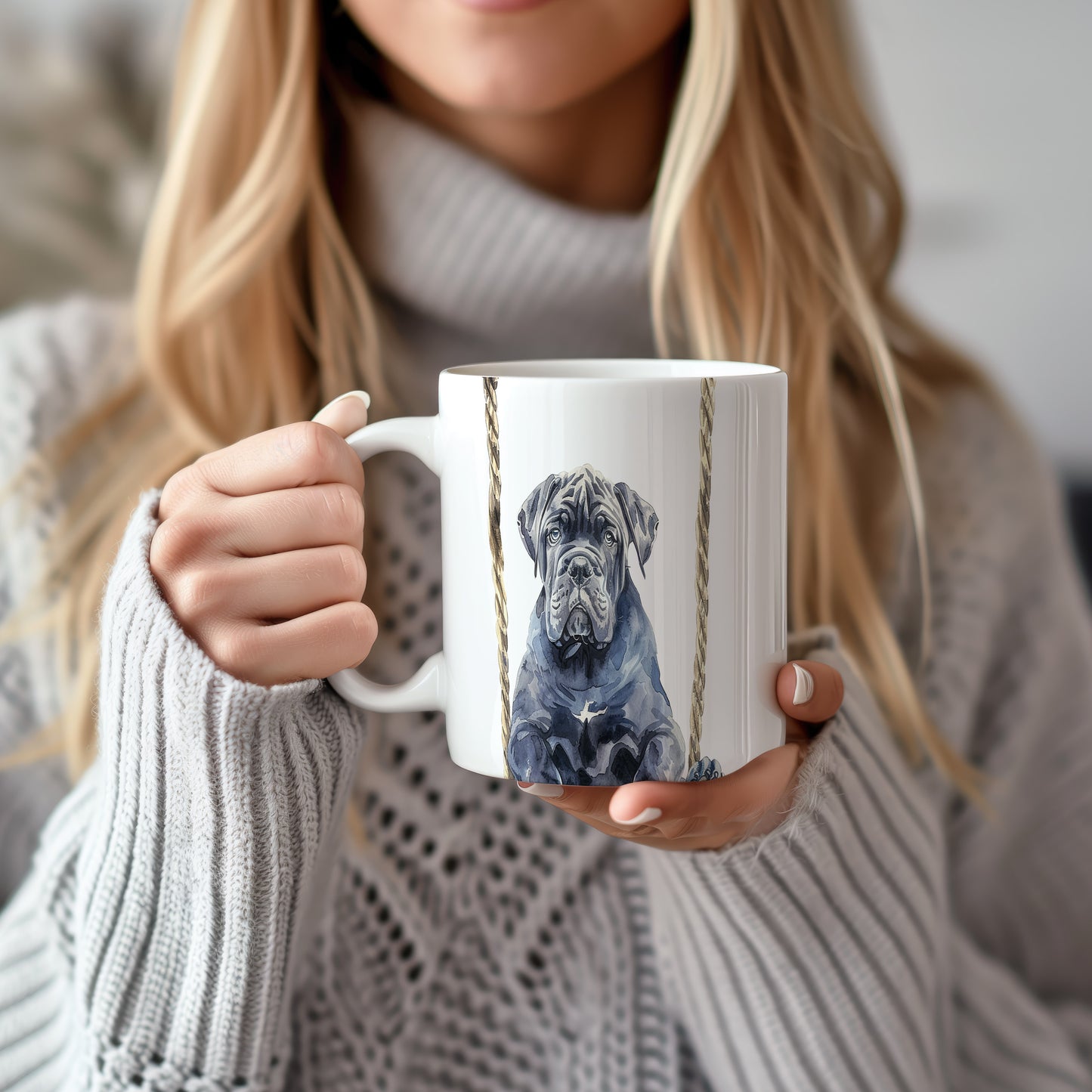 Hrnek s roztomilým Cane Corso – akvarelovým motivem