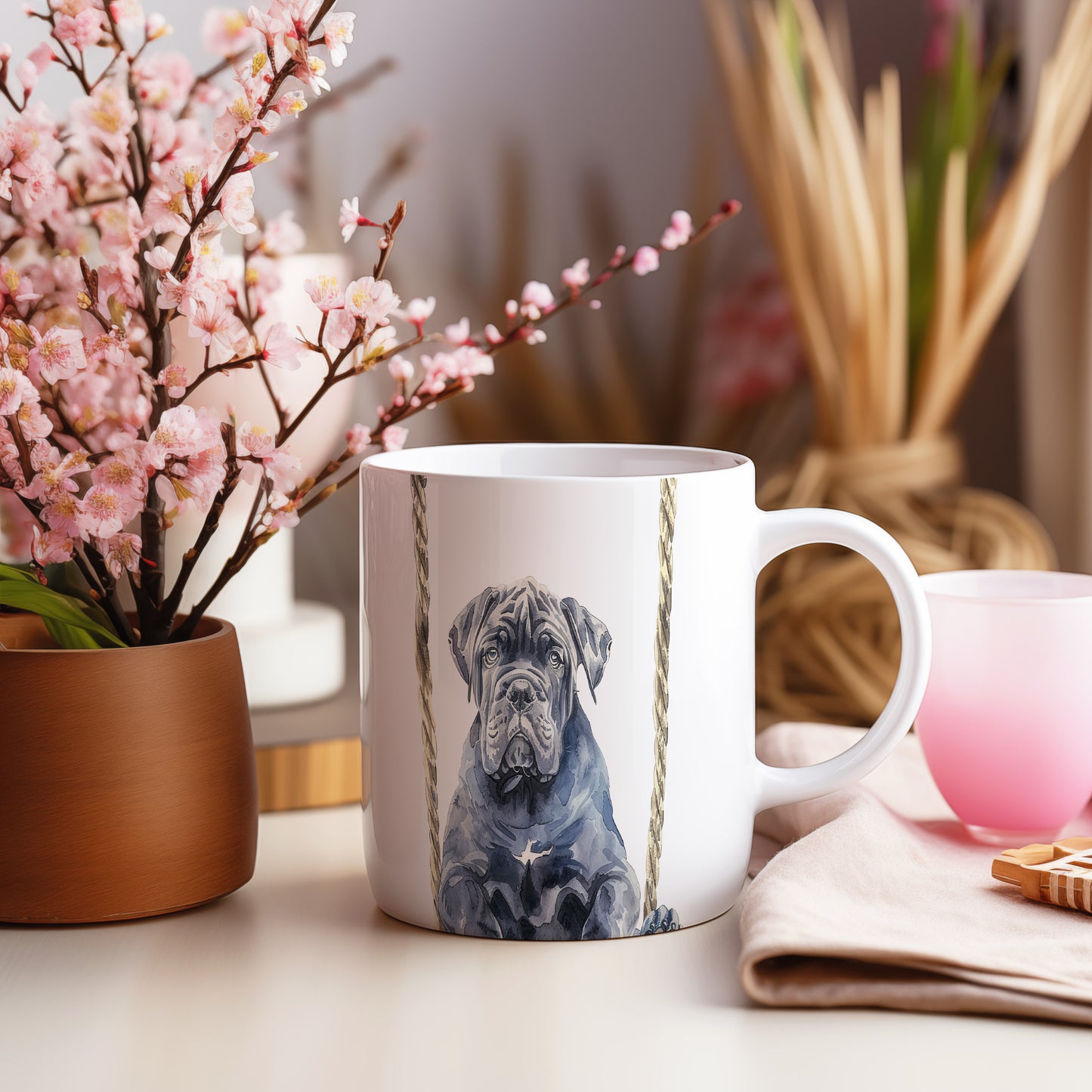 Hrnek s roztomilým Cane Corso – akvarelovým motivem