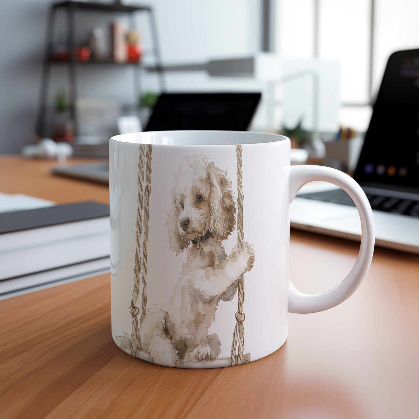 Hrnek s pudlem na houpačce