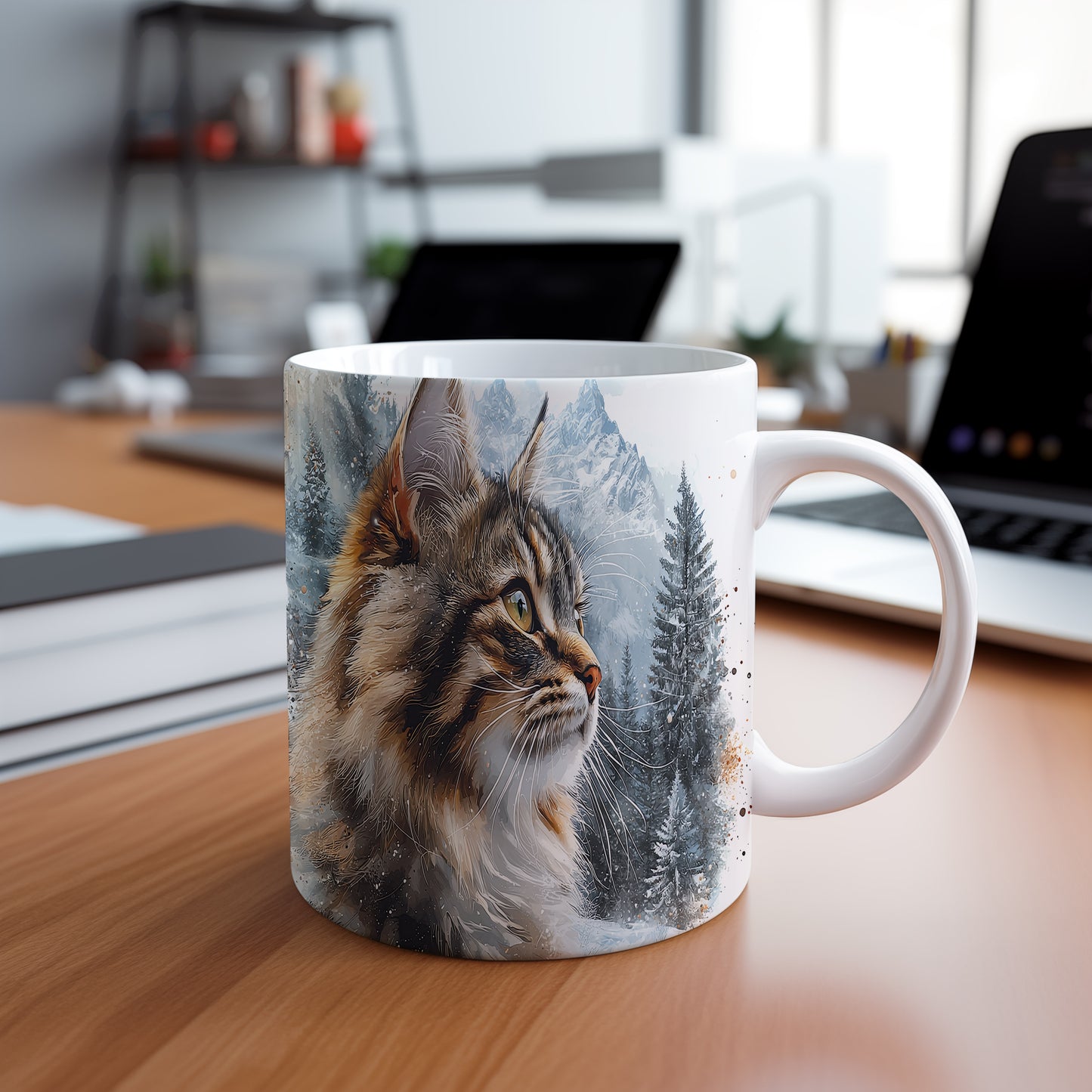 Hrnek s kočkou v přírodě