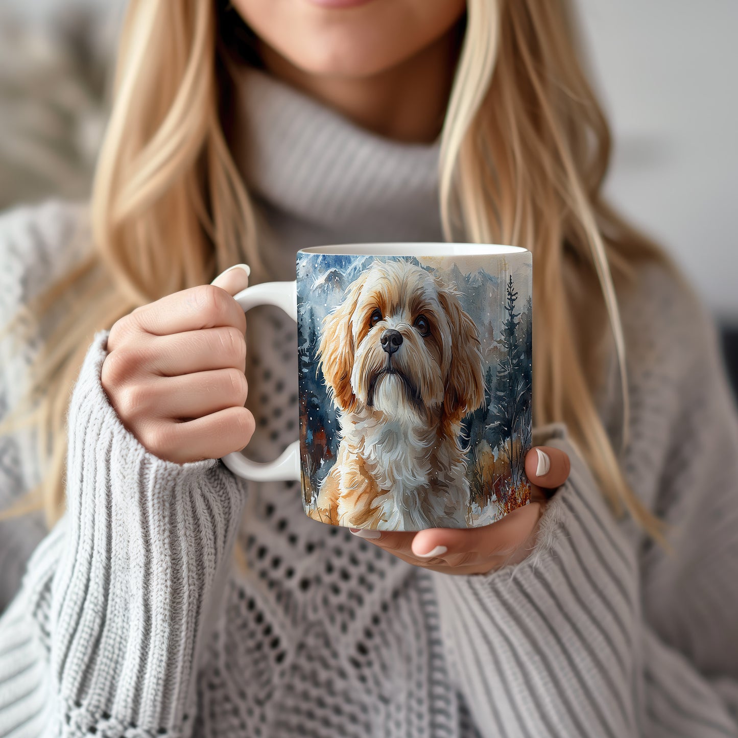 Hrnek s roztomilým Shih tzu v přírodě
