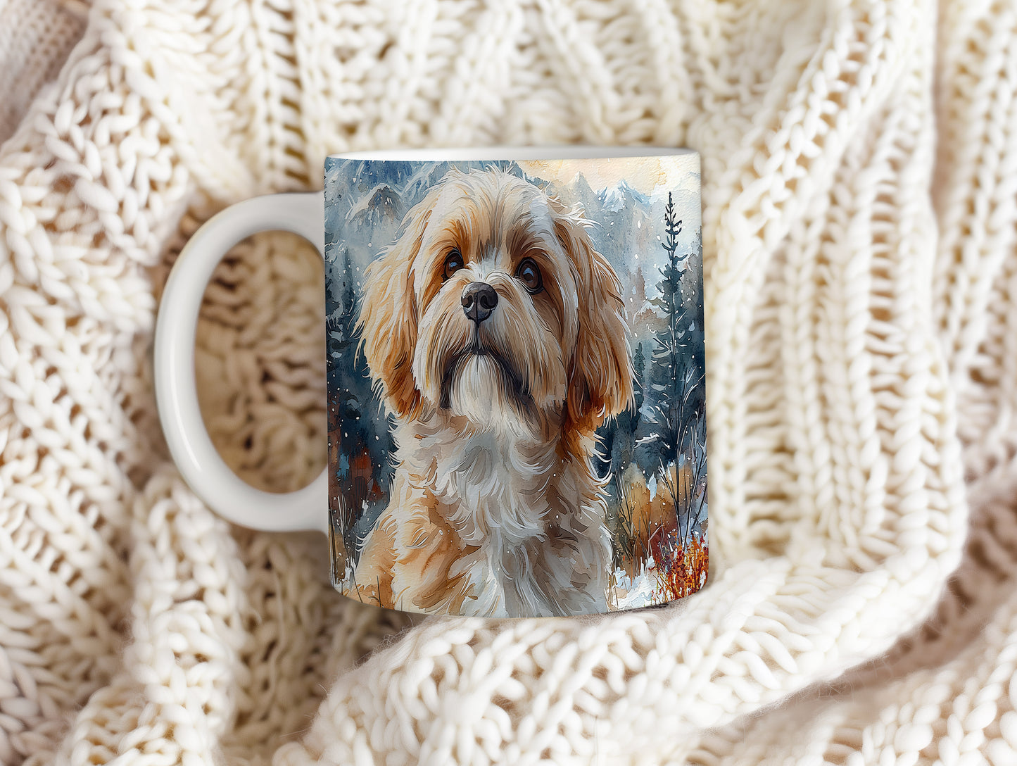 Hrnek s roztomilým Shih tzu v přírodě