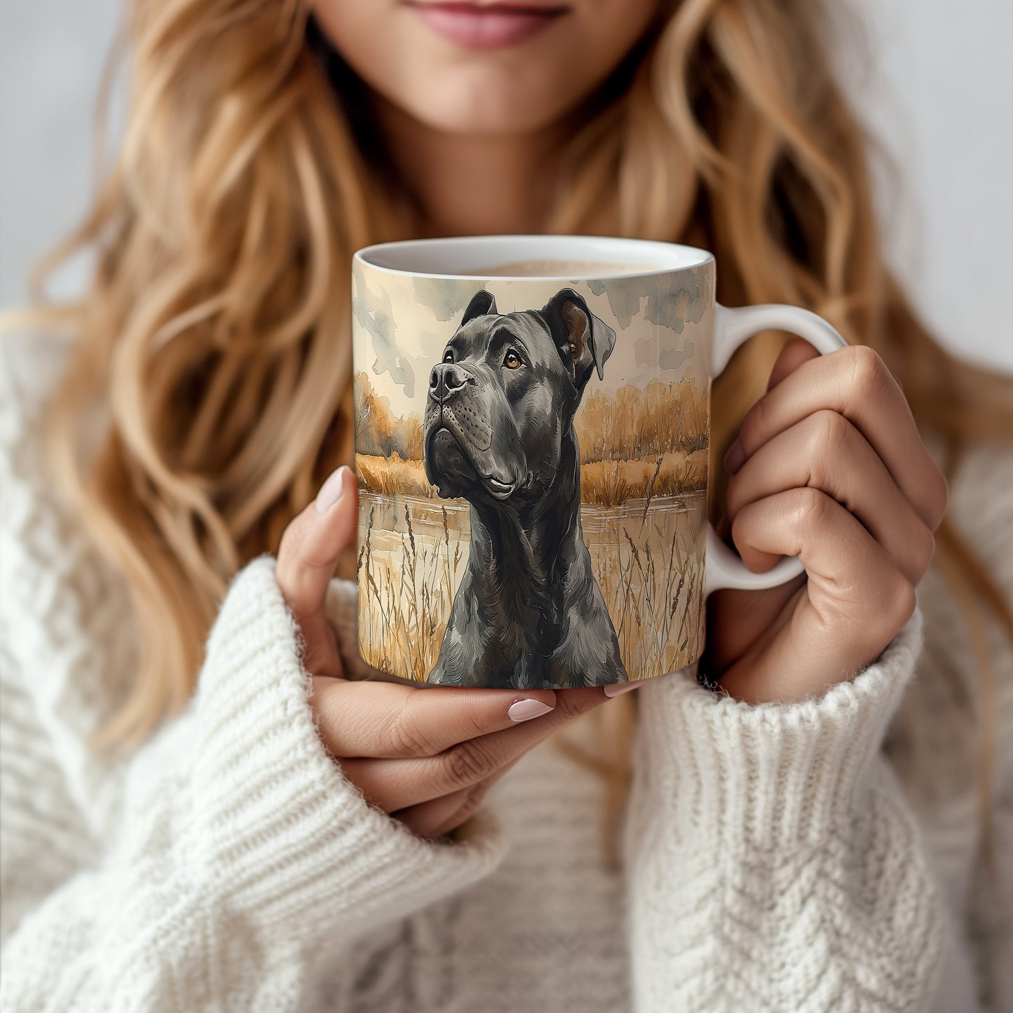 Hrnek s Cane Corso v přírodě