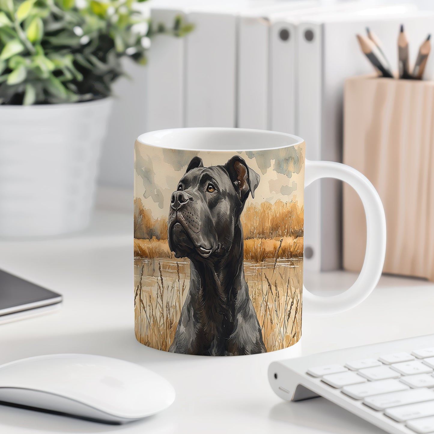Hrnek s Cane Corso v přírodě