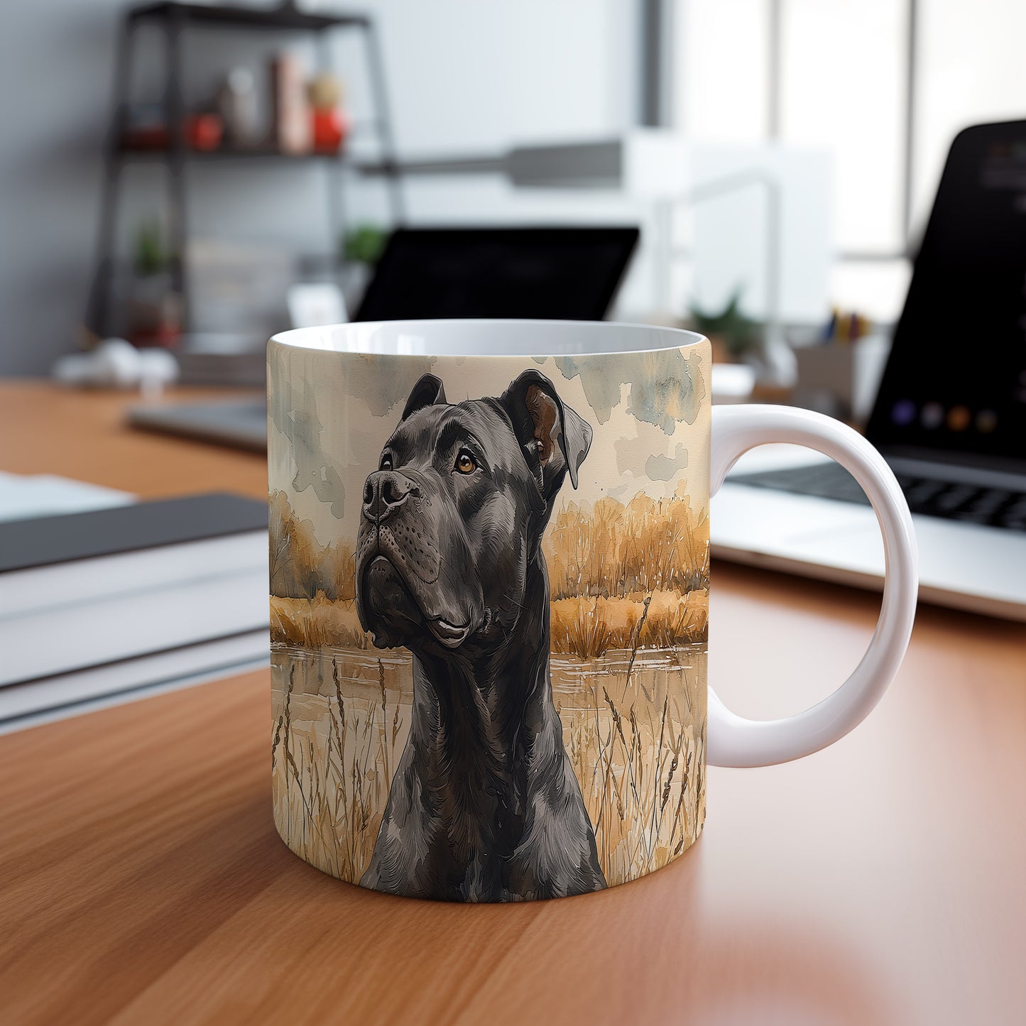 Hrnek s Cane Corso v přírodě