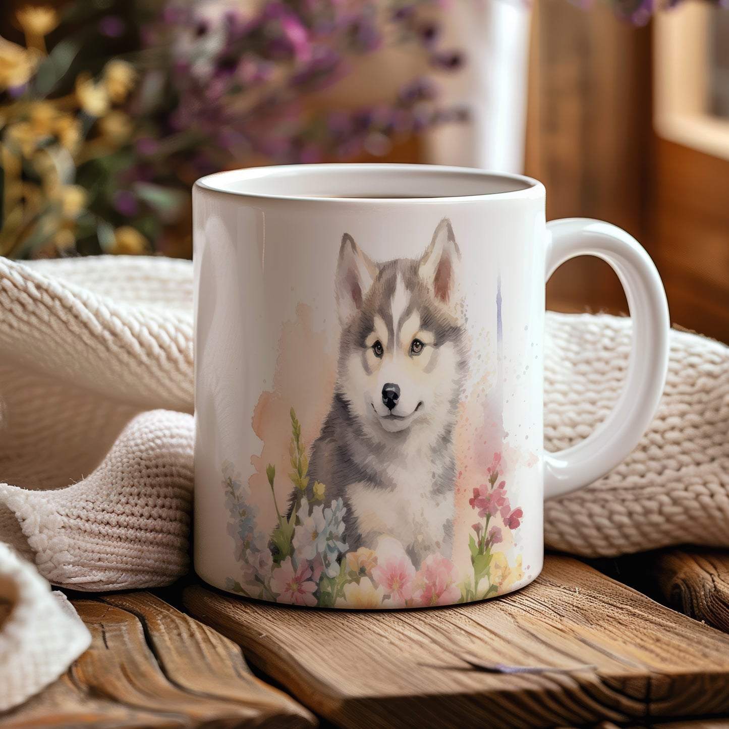 Hrnek se štěnětem husky