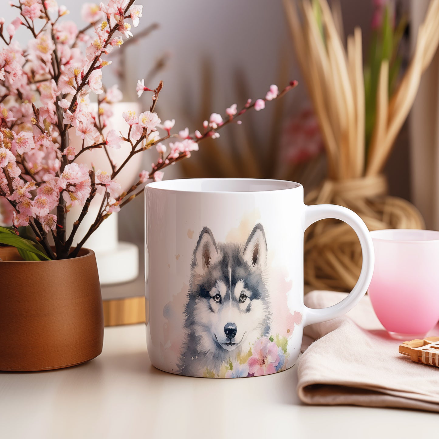 Hrnek s roztomilým husky motivem