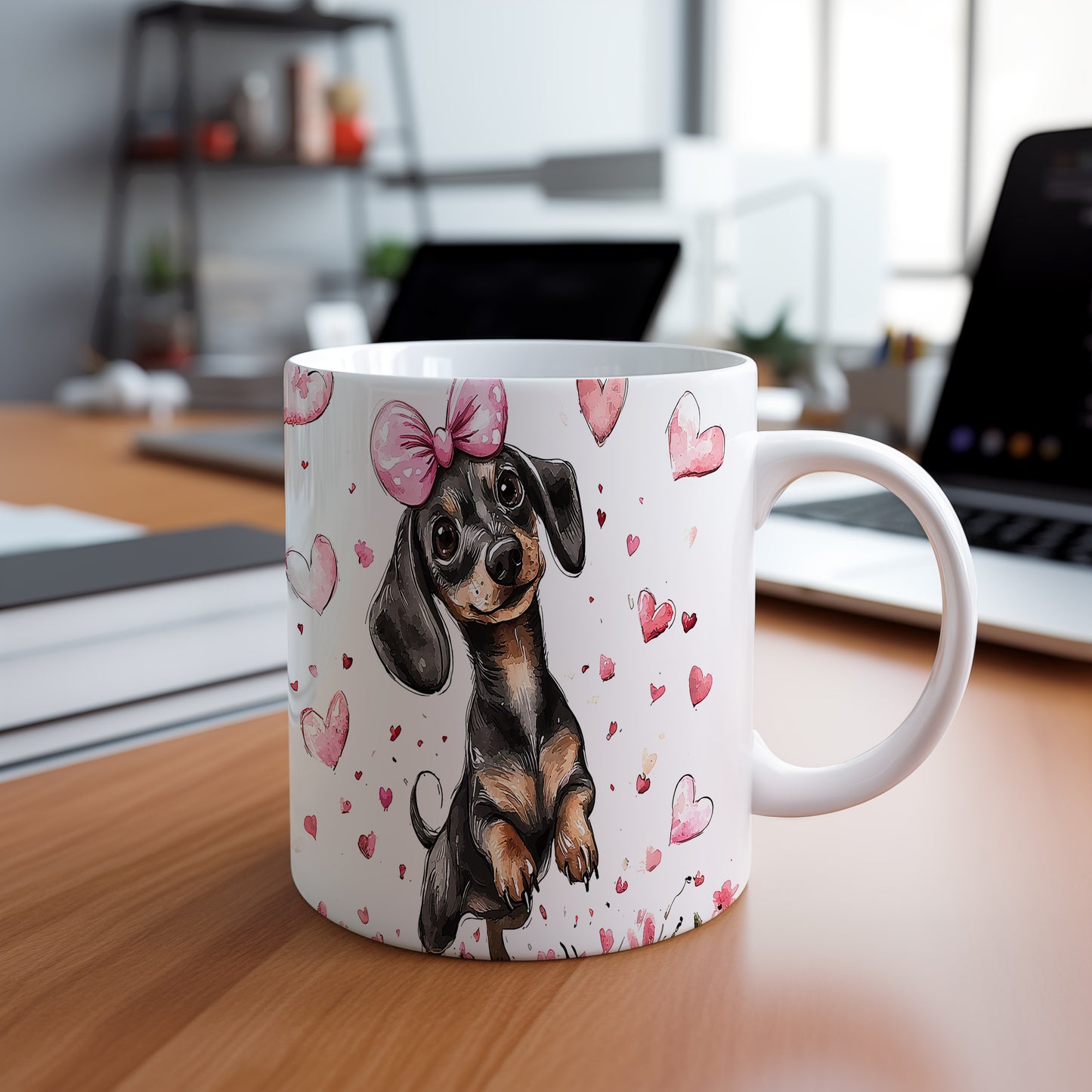 Hrnek s roztomilým jezevčíkem – roztomilým motivem