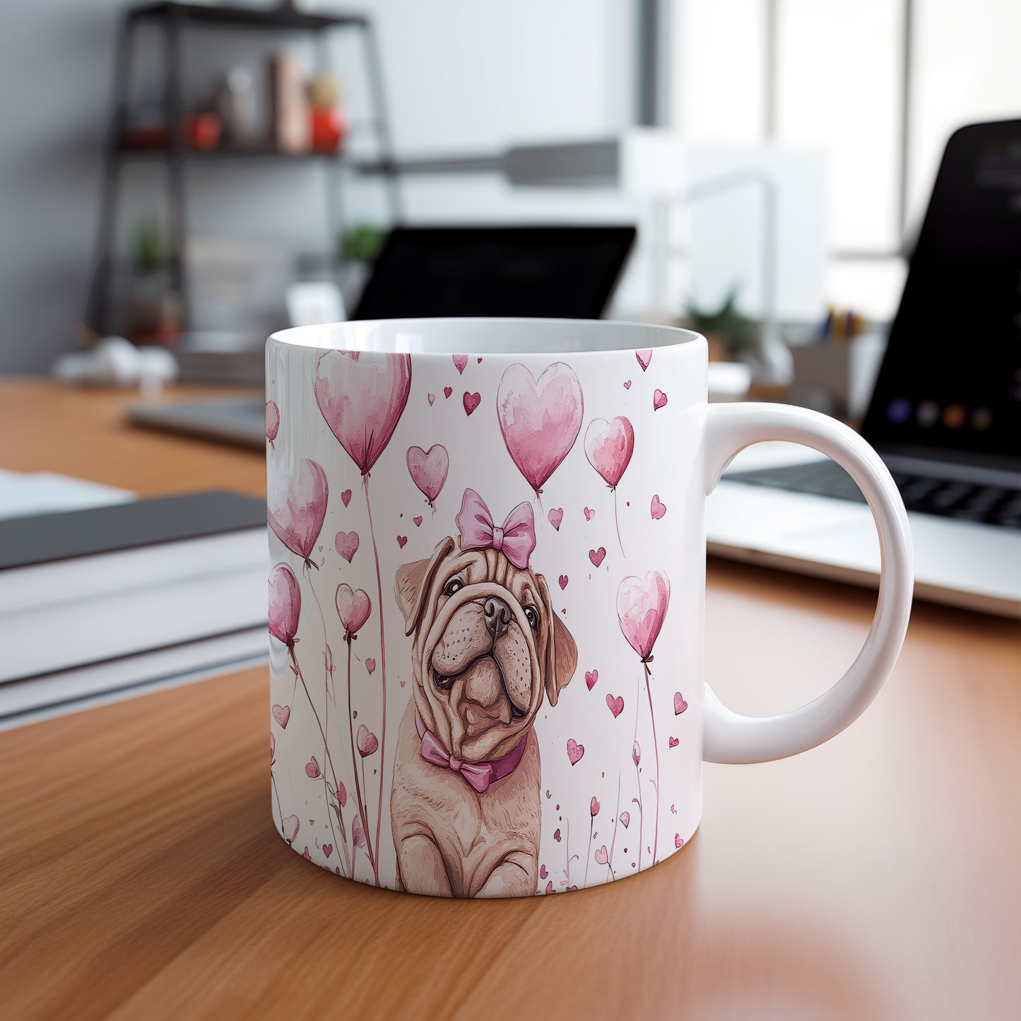 Hrnek se štěňátkem Shar Pei a srdíčky