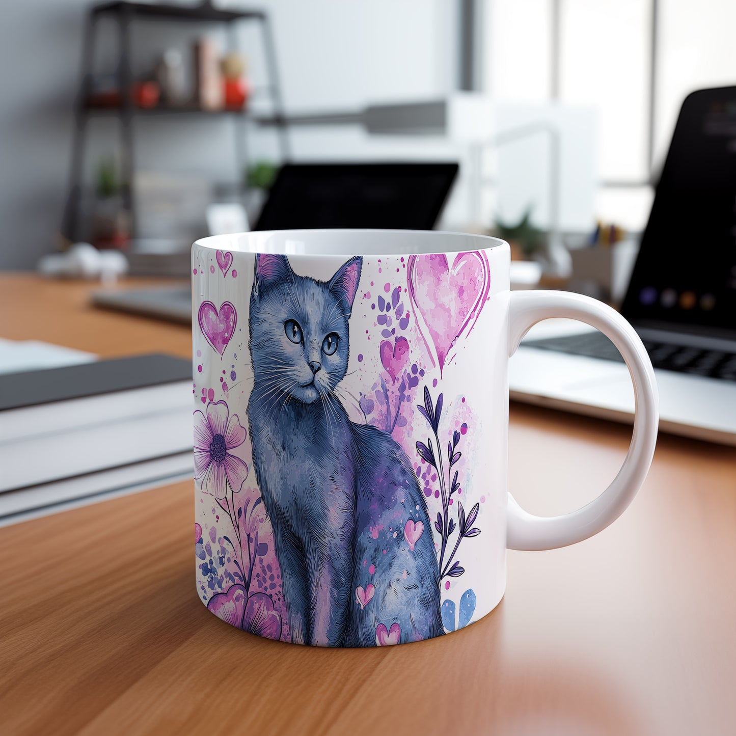 Hrnek s modrou kočkou