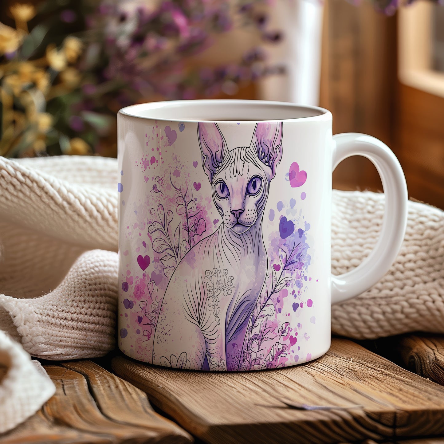 Hrnek se sphynx kočkou