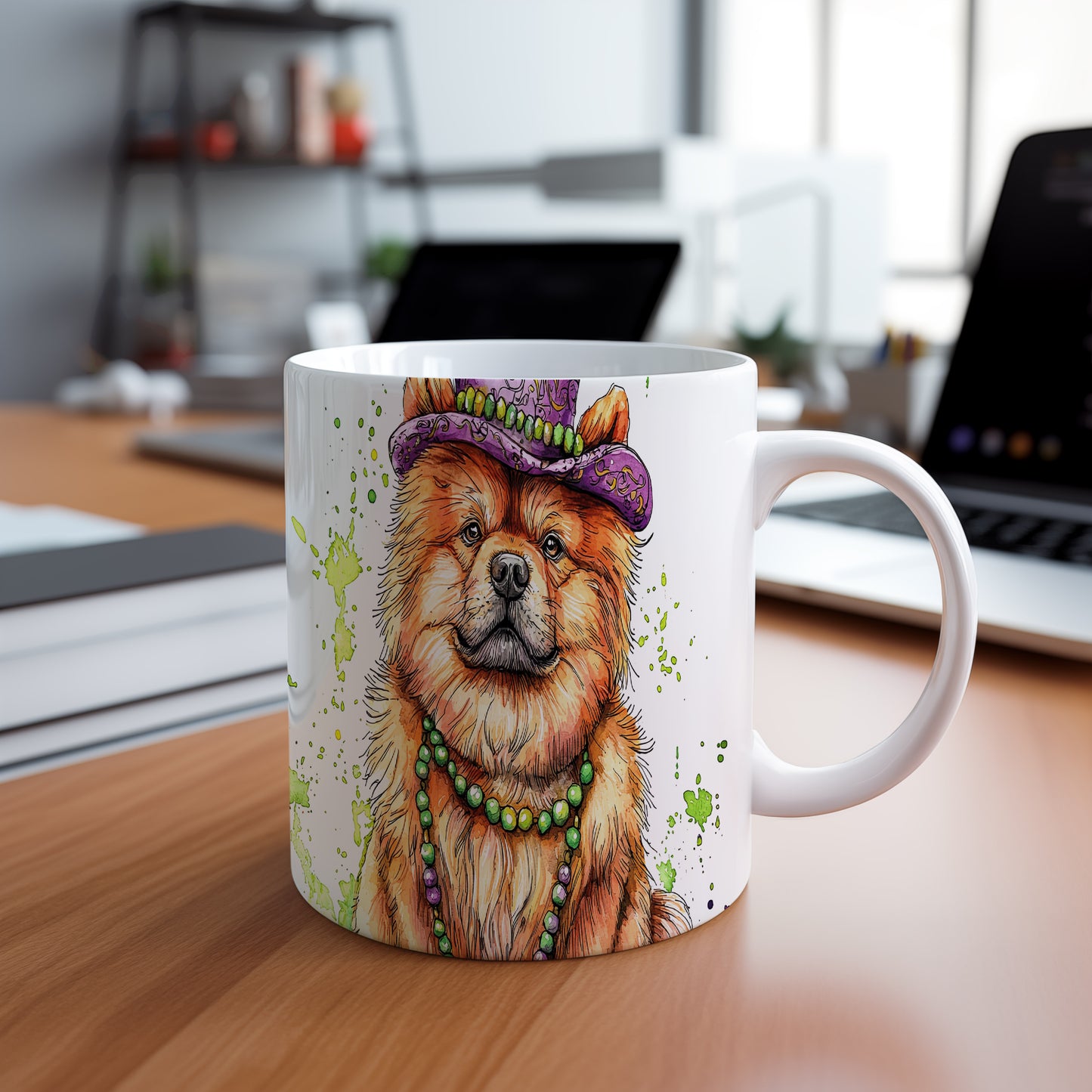 Hrnek se šarmantním Čau-Čau a kloboukem