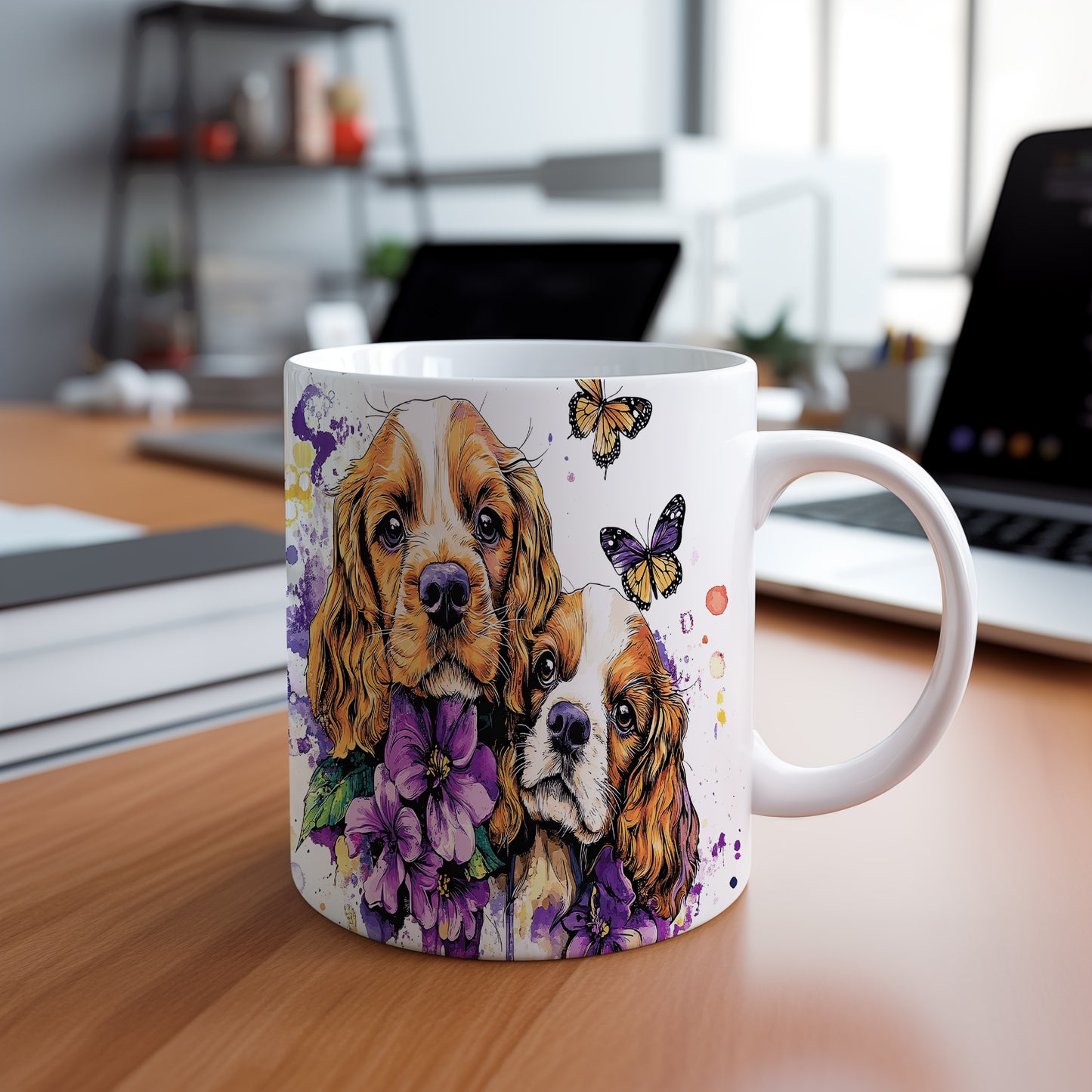 Hrnek s roztomilými kokršpaněly – bílým provedením