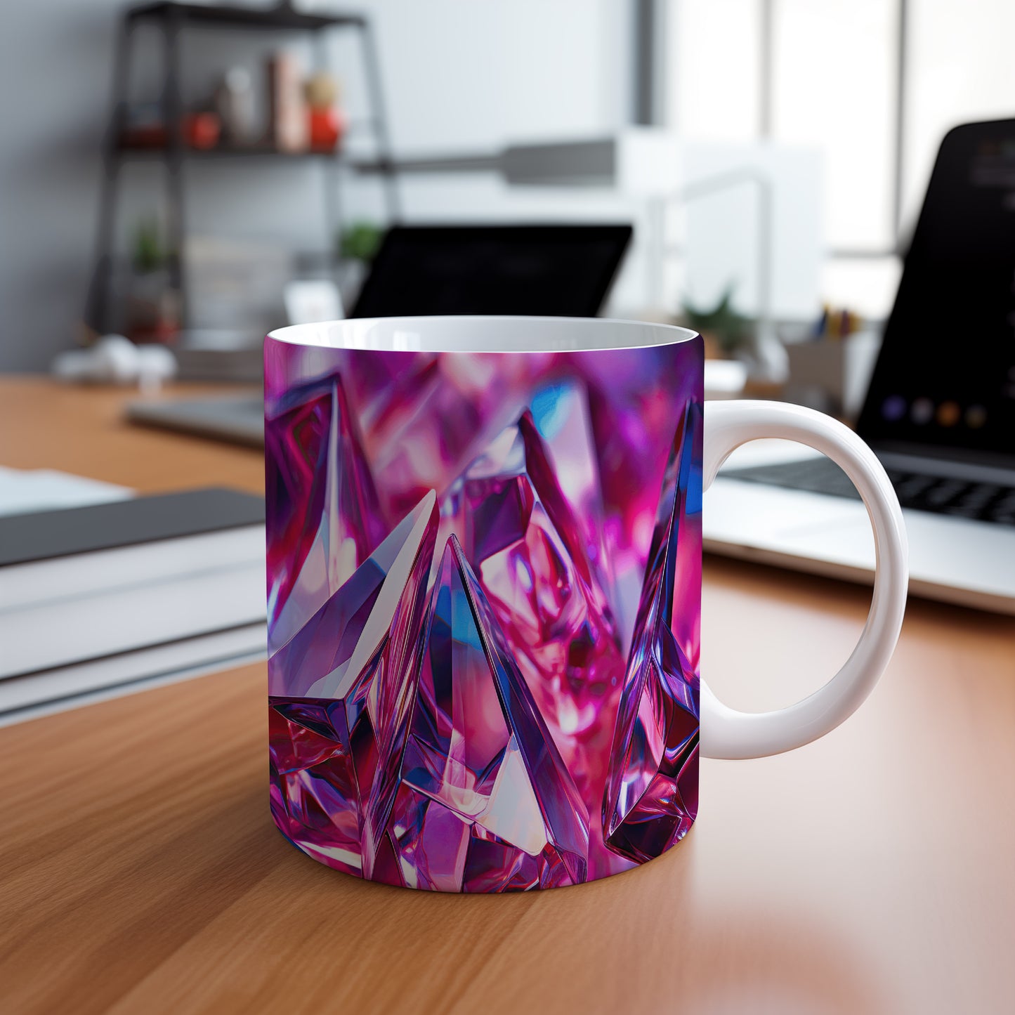 Hrnek s krystalickou mozaikou v purpurových tónech