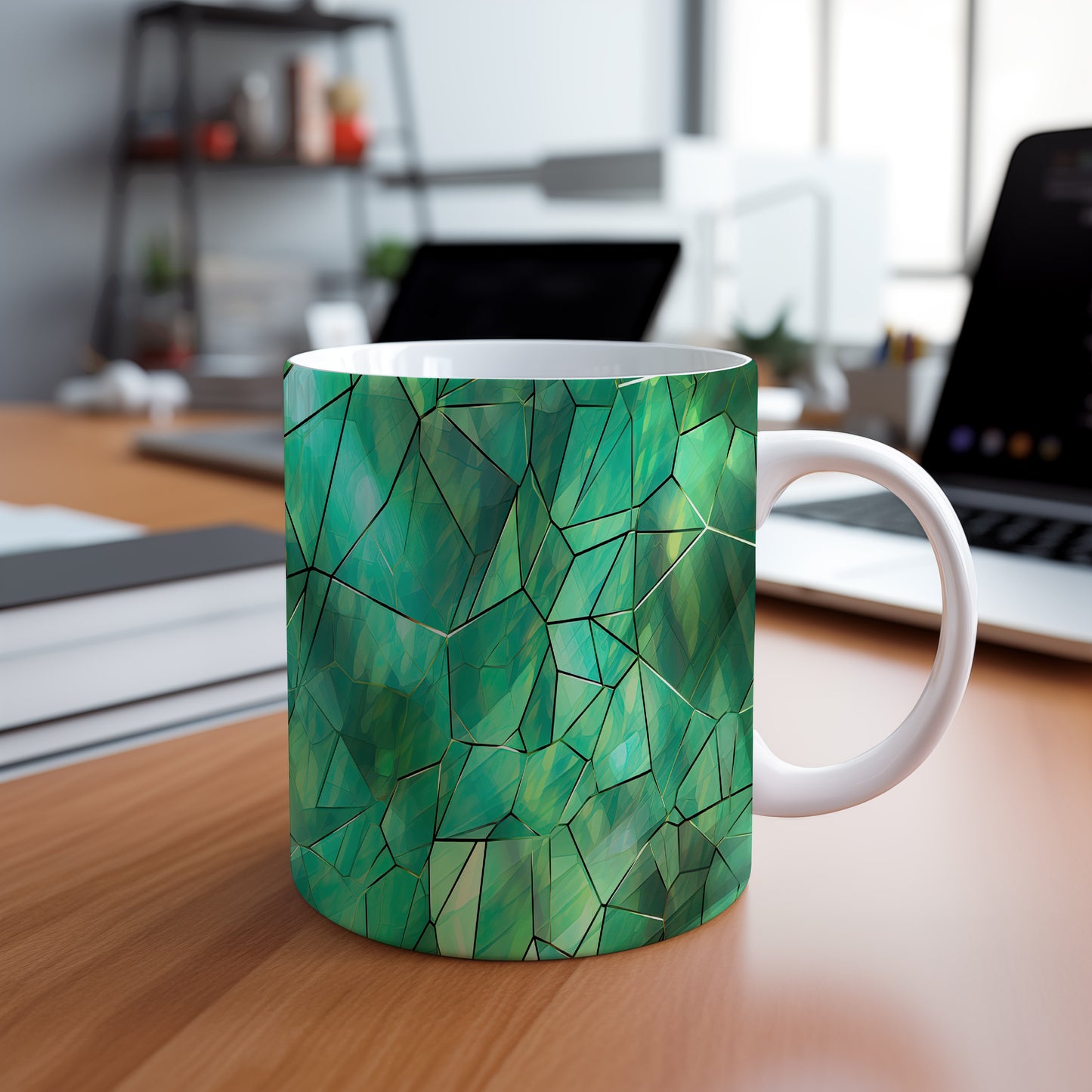 Hrnek s krystalickou mozaikou v modro – výrazným designem