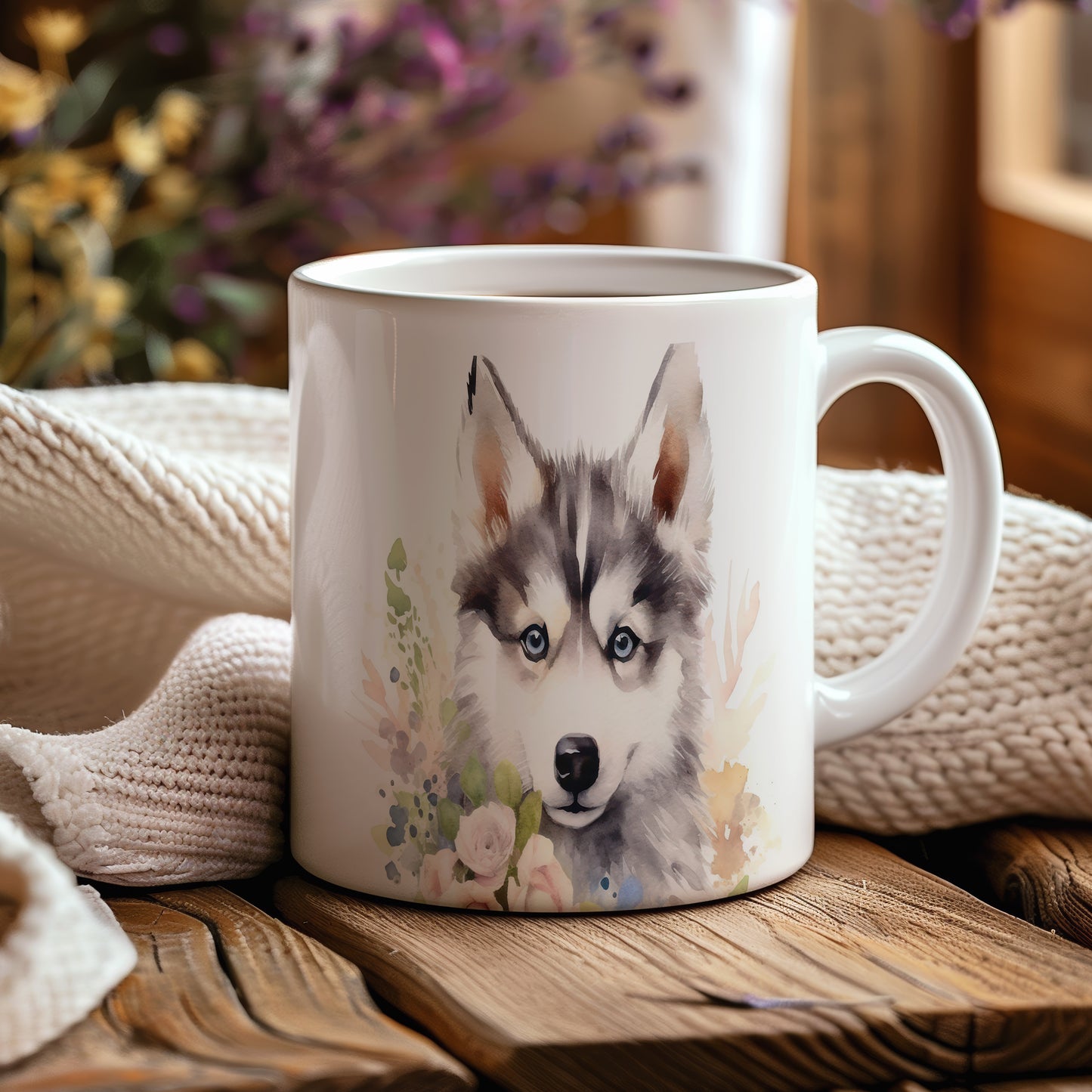 Hrnek se sibiřským huskym