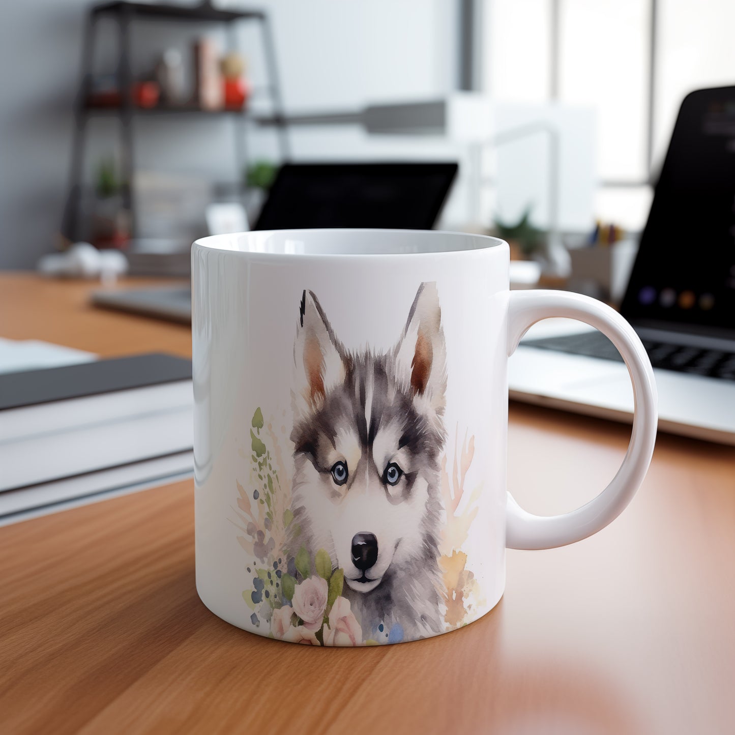 Hrnek se sibiřským huskym