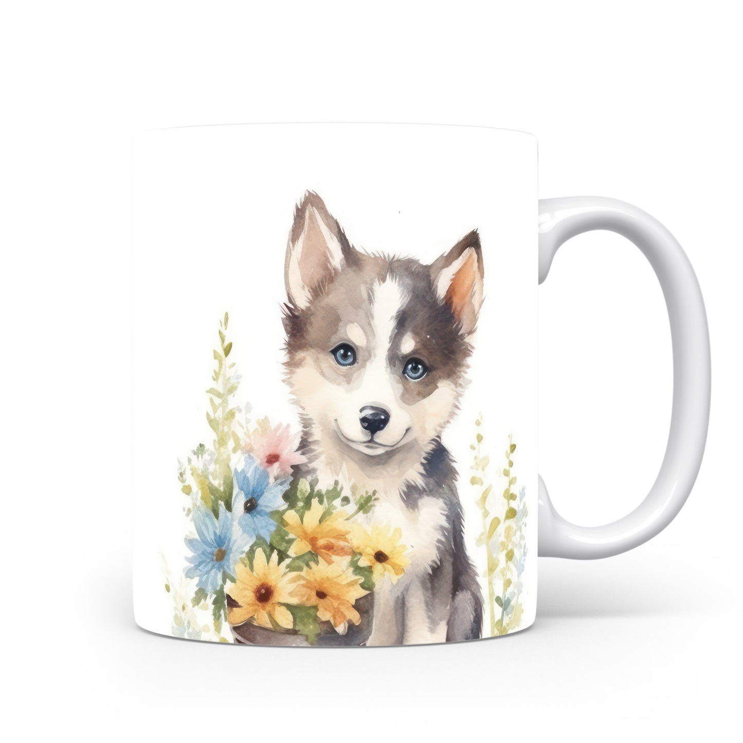 Hrnek s roztomilým štěnětem husky