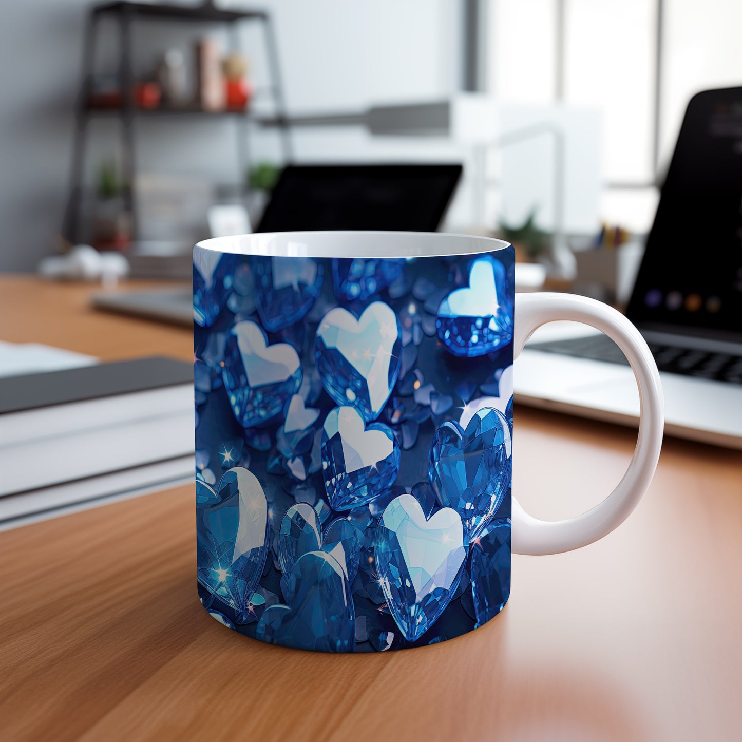 Hrnek s krystalickou mozaikou v modrých tónech – originálním motivem