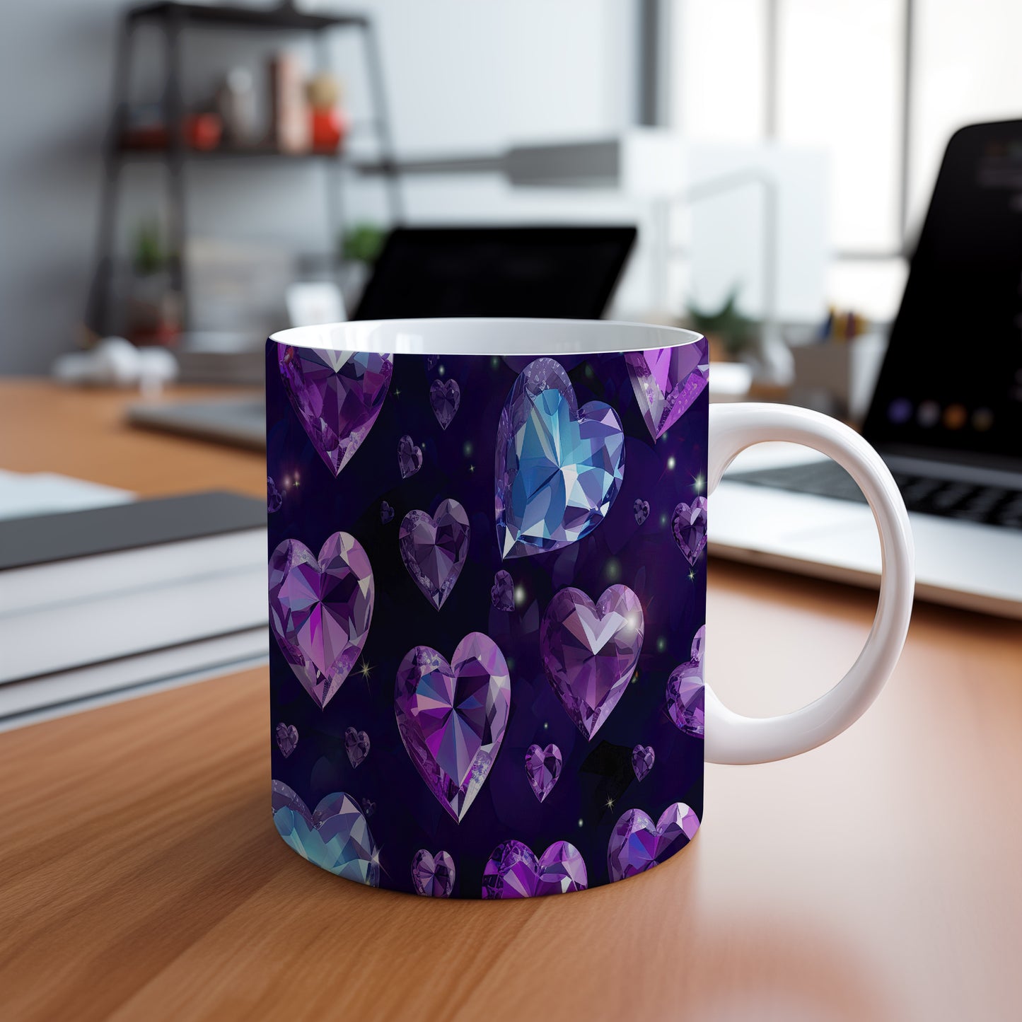 Hrnek s krystalickou mozaikou v jemných fialových tónech