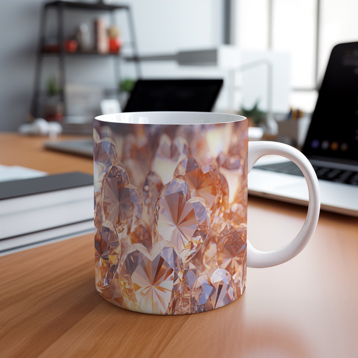 Hrnek s krystalickou mozaikou v růžových a zlatých tónech…