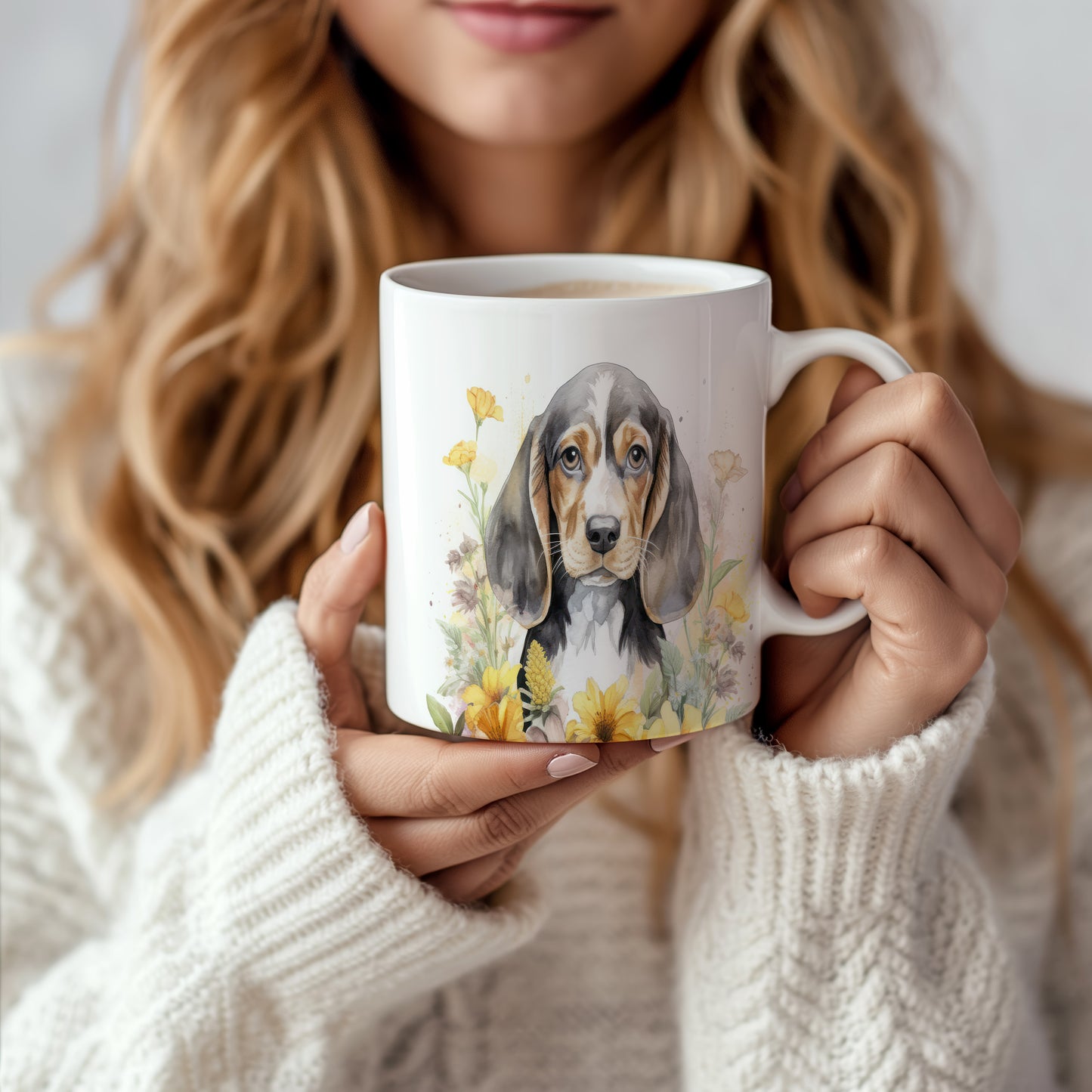 Hrnek s beagle psem – černobílým motivem