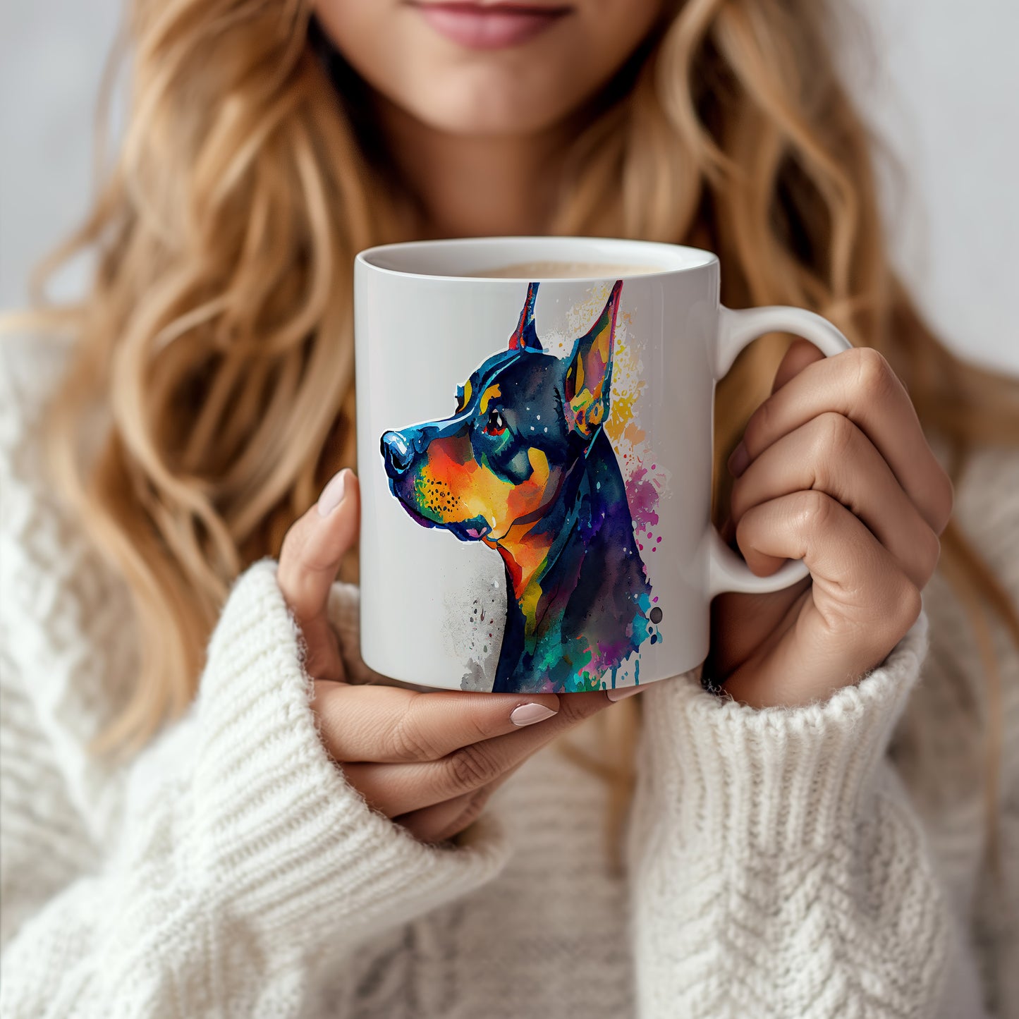 Stylový hrnek s uměleckým motivem dobermana