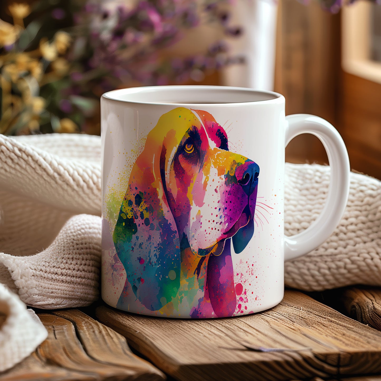 Barevný hrnek s motivem beagle – originální dárek pro milovníky psů
