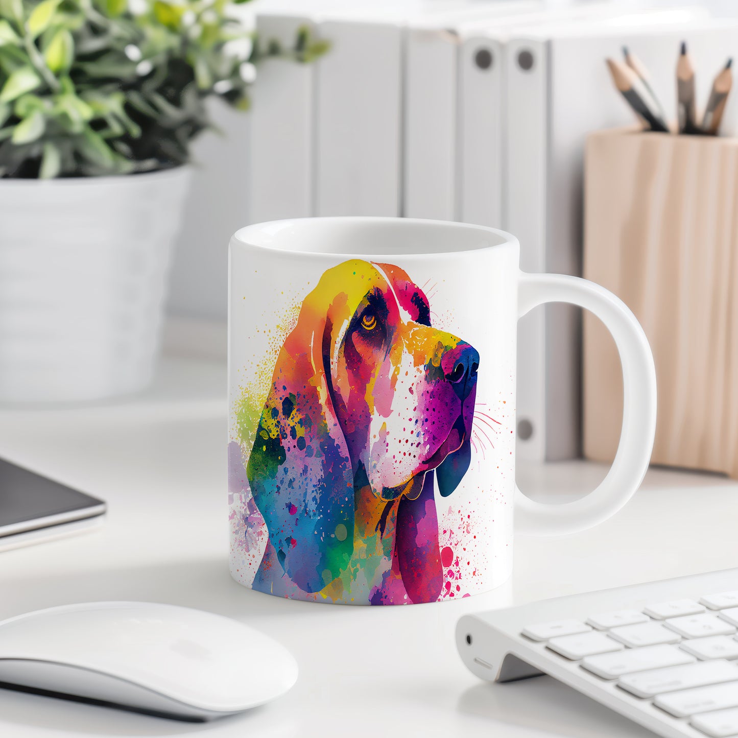 Barevný hrnek s motivem beagle – originální dárek pro milovníky psů