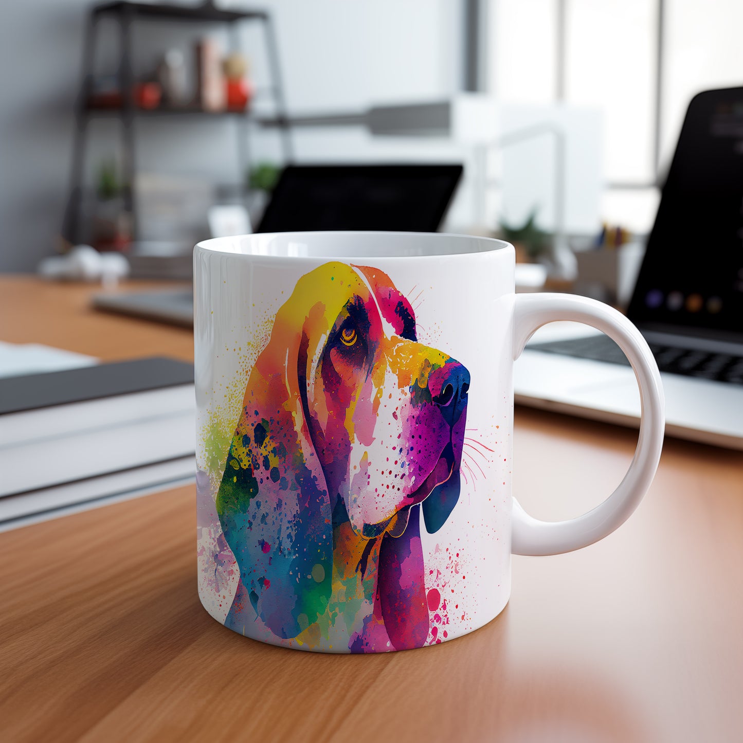 Barevný hrnek s motivem beagle – originální dárek pro milovníky psů