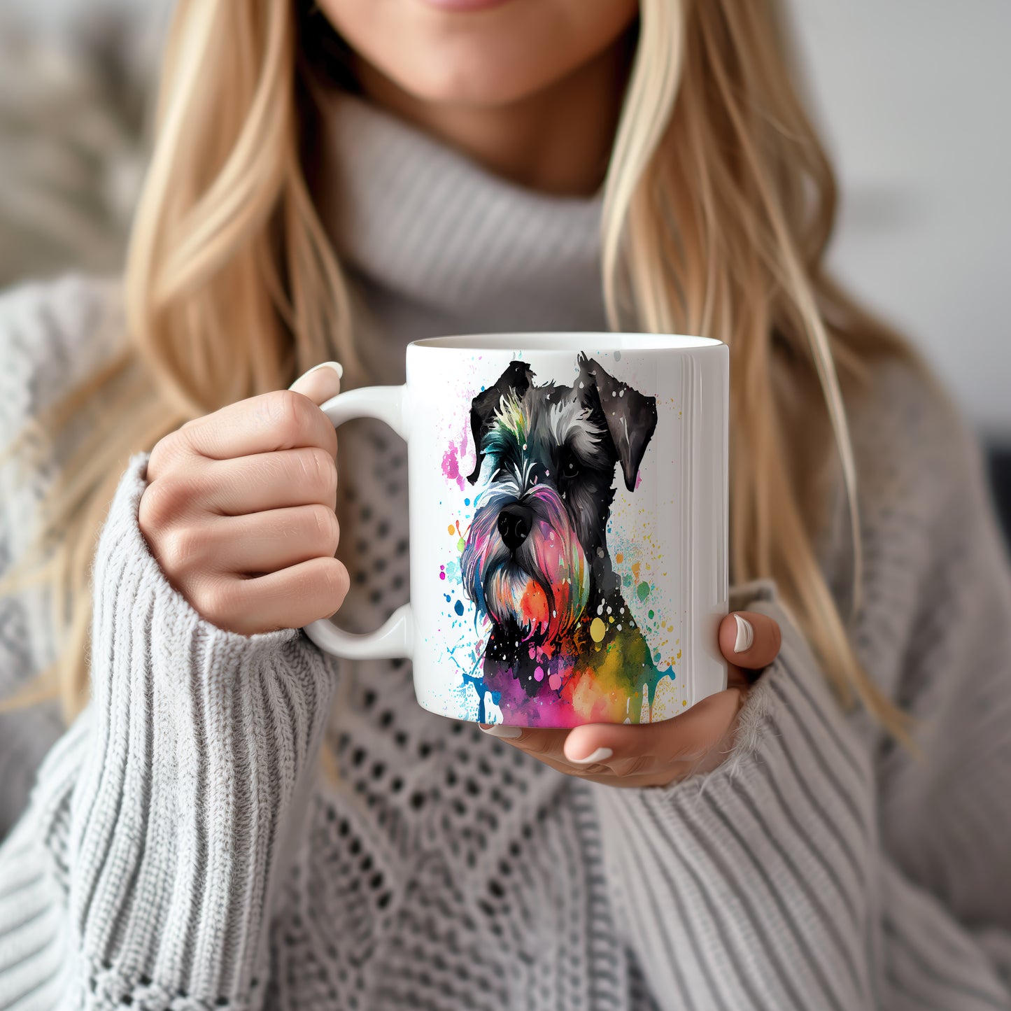 Barevný hrnek se schnauzerem – originální design pro milovníky psů