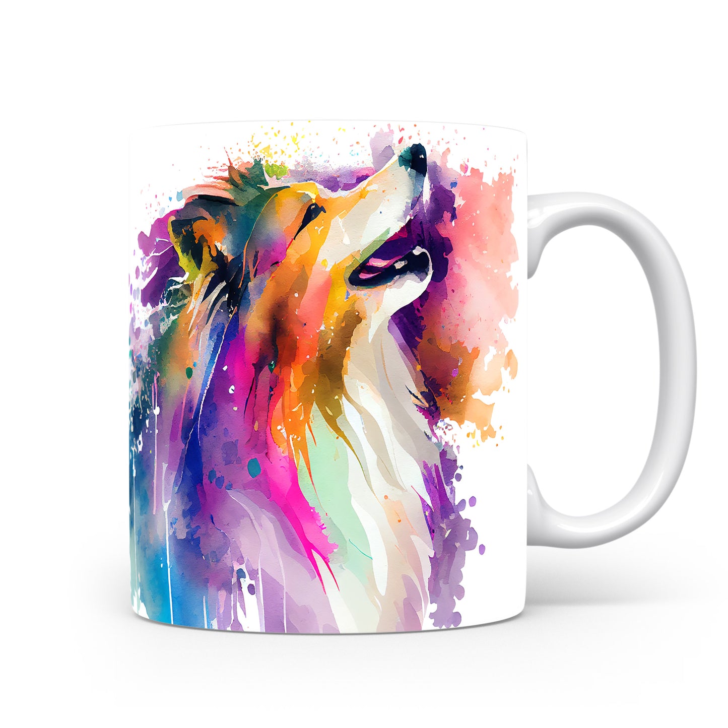 Barevný hrnek s kolie: umělecký design pro milovníky psů