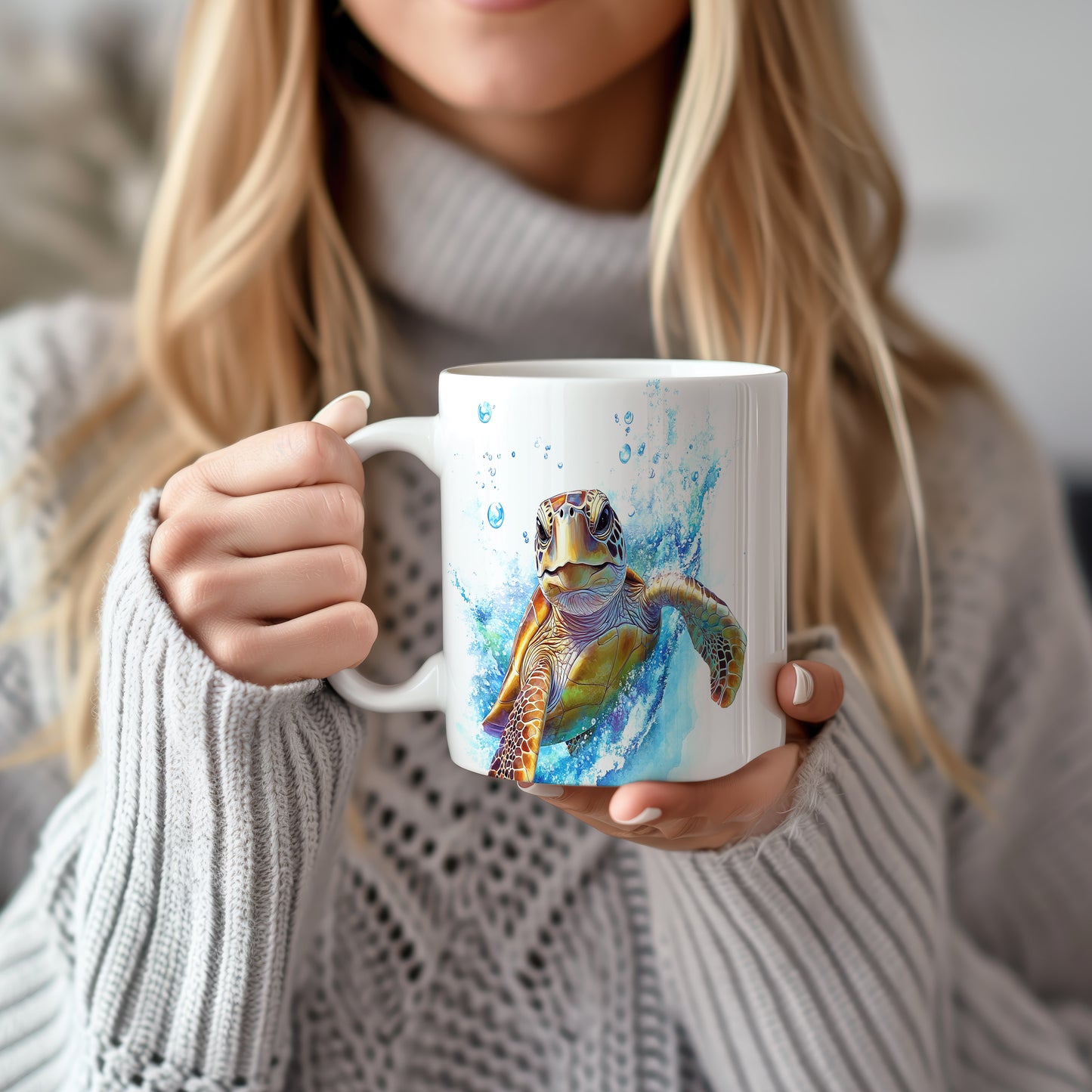 Hrnek s motivem želvy v oceánu - originální design