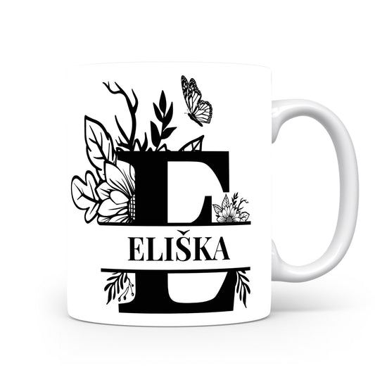 Hrnek se jménem Eliška | Květinový monogram