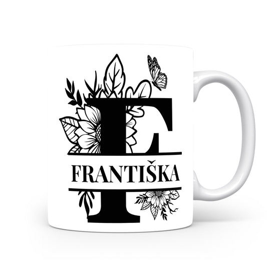 Hrnek se jménem Františka | Květinový monogram