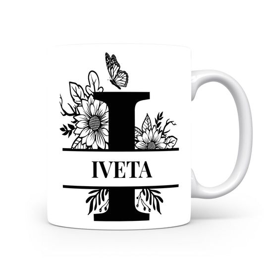 Hrnek se jménem Iveta | Květinový monogram