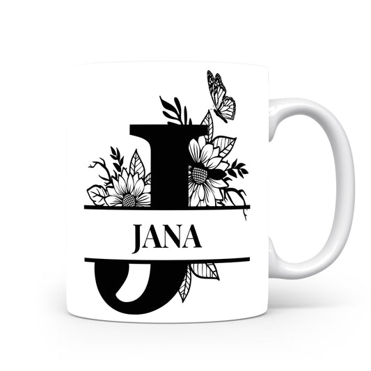 Hrnek se jménem Jana | Květinový monogram