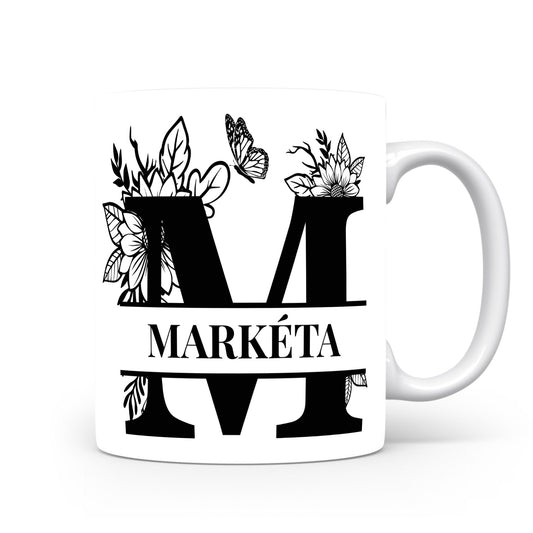 Hrnek se jménem MARKÉTA | Květinový monogram