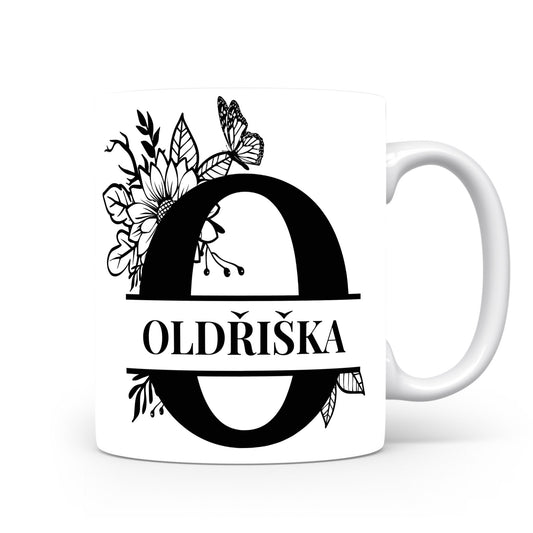 Hrnek se jménem Oldřiška | Květinový monogram
