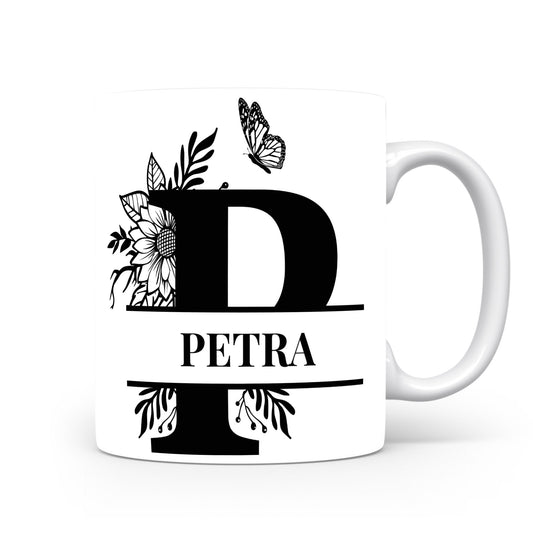 Hrnek se jménem Petra | Květinový monogram