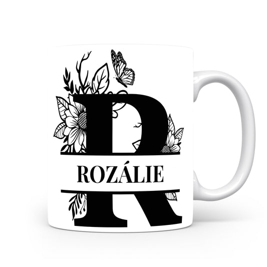 Hrnek se jménem Rozálie | Květinový monogram