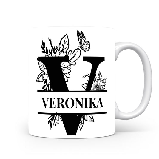 Hrnek se jménem VERONIKA | Květinový monogram