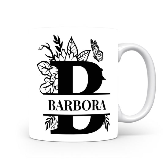 Hrnek se jménem Barbora | Květinový monogram
